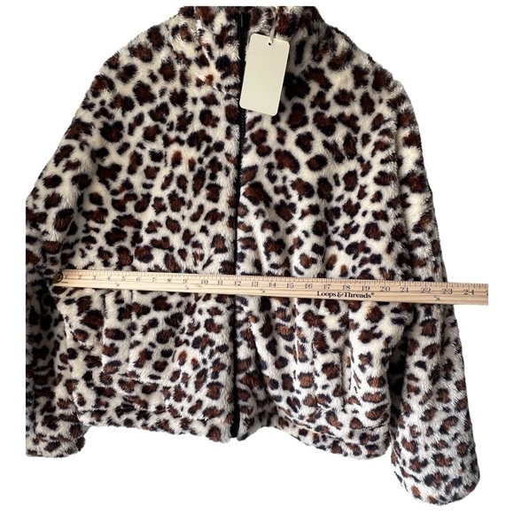 NWT Women's leopard la miel faux puffer coat  print Jacket collar pockets size S - Picture 8 of 15